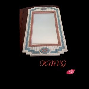 Vintage 1995 Burwood Southwestern Aztec Wall Hanging Mirror 16” x 11” x .5”